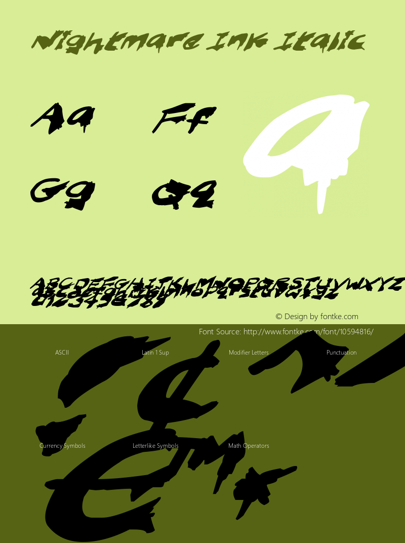 Nightmare Ink Italic Version 1.00 September 14, 2014, initial release Font Sample