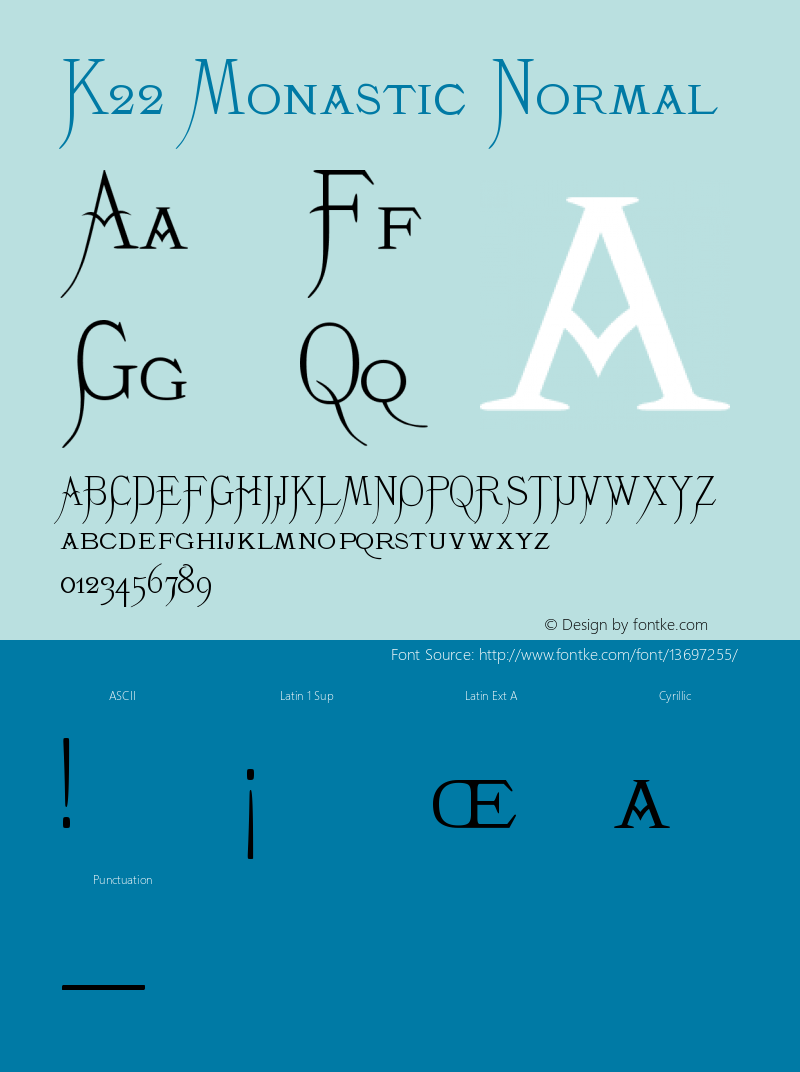 K22 Monastic Normal Version 1.000 Font Sample