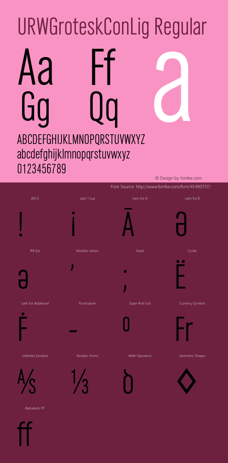 URWGroteskConLig Version 1.00 Font Sample