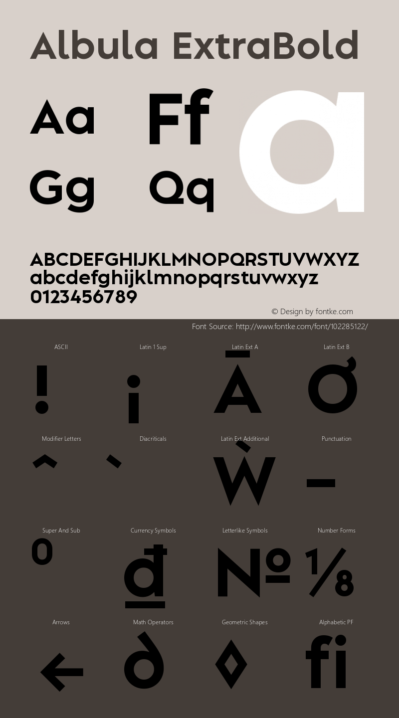 Albula ExtraBold Version 1.000;hotconv 1.0.109;makeotfexe 2.5.65596 Font Sample