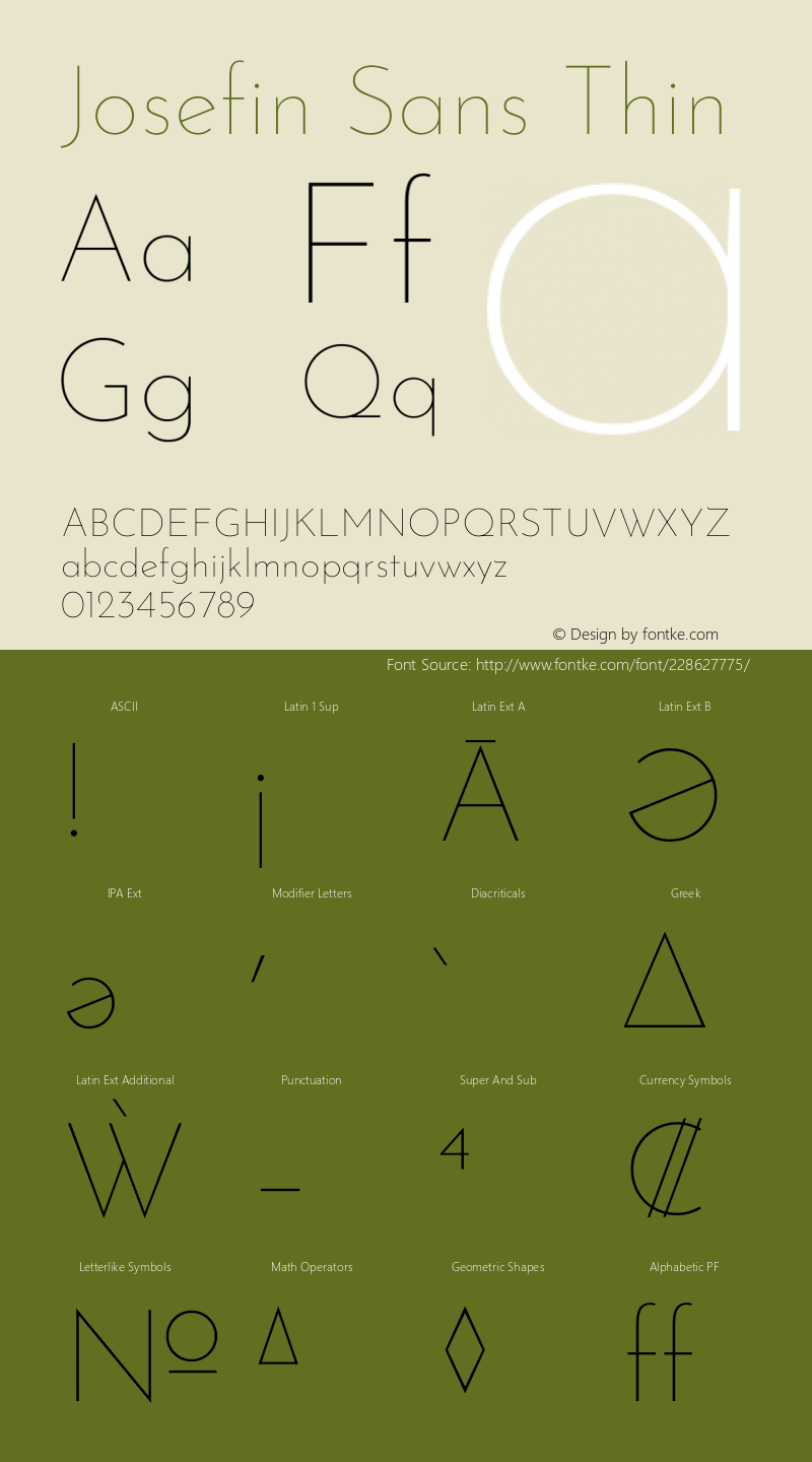 Josefin Sans Thin Version 2.001图片样张