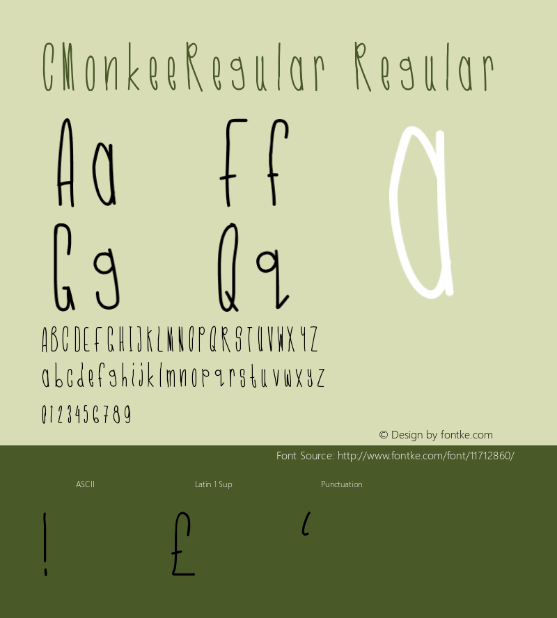 CMonkeeRegular Regular Version 001.000 Font Sample