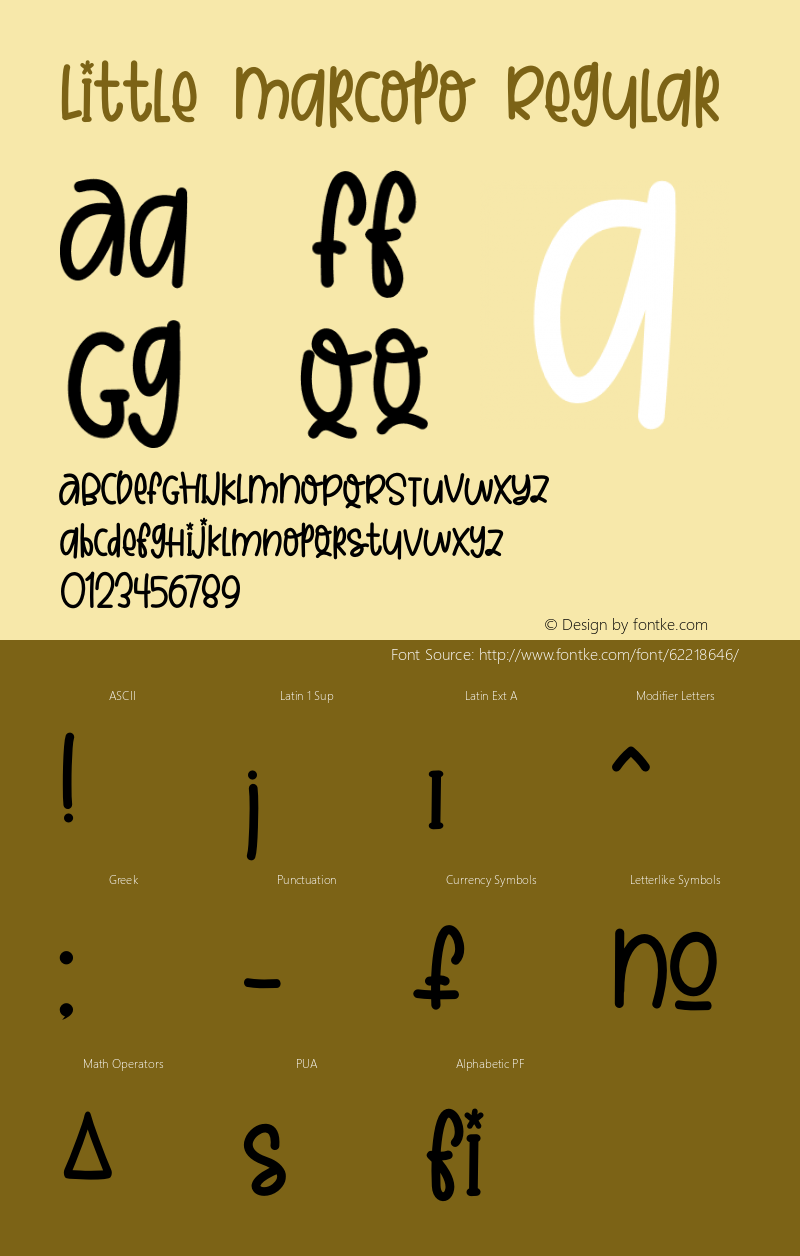 Little Marcopo Version 1.00;April 25, 2020;FontCreator 11.5.0.2427 64-bit Font Sample