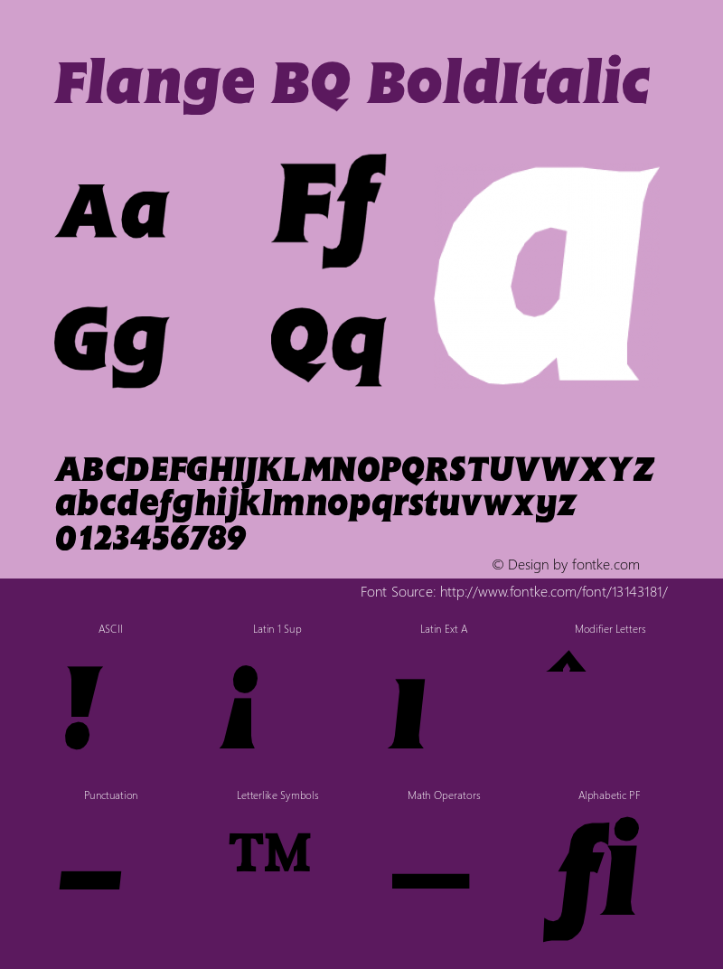 Flange BQ BoldItalic Version 001.000 Font Sample