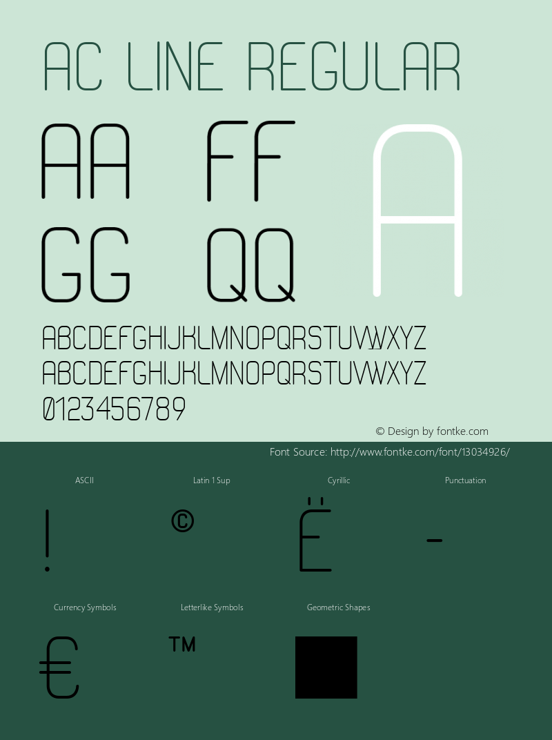 AC Line Regular Version 1.000 Font Sample