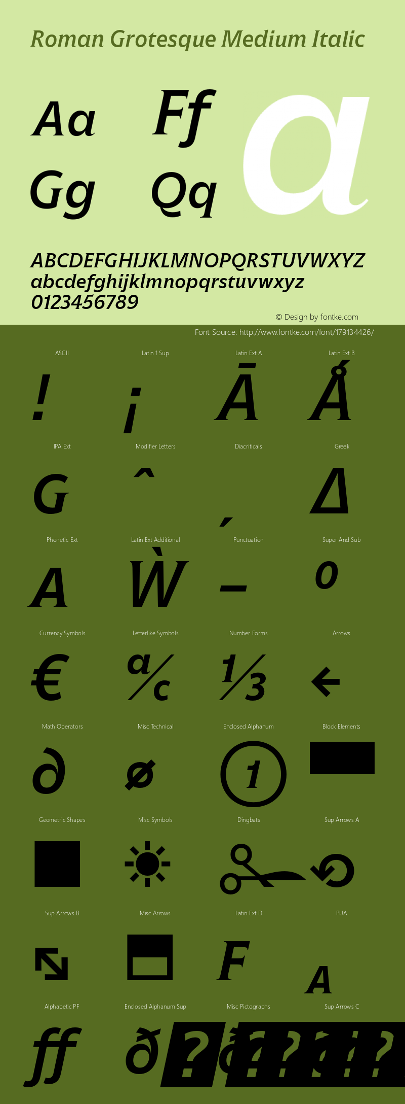 Roman Grotesque Medium Italic Version 1.001;hotconv 1.0.109;makeotfexe 2.5.65596图片样张
