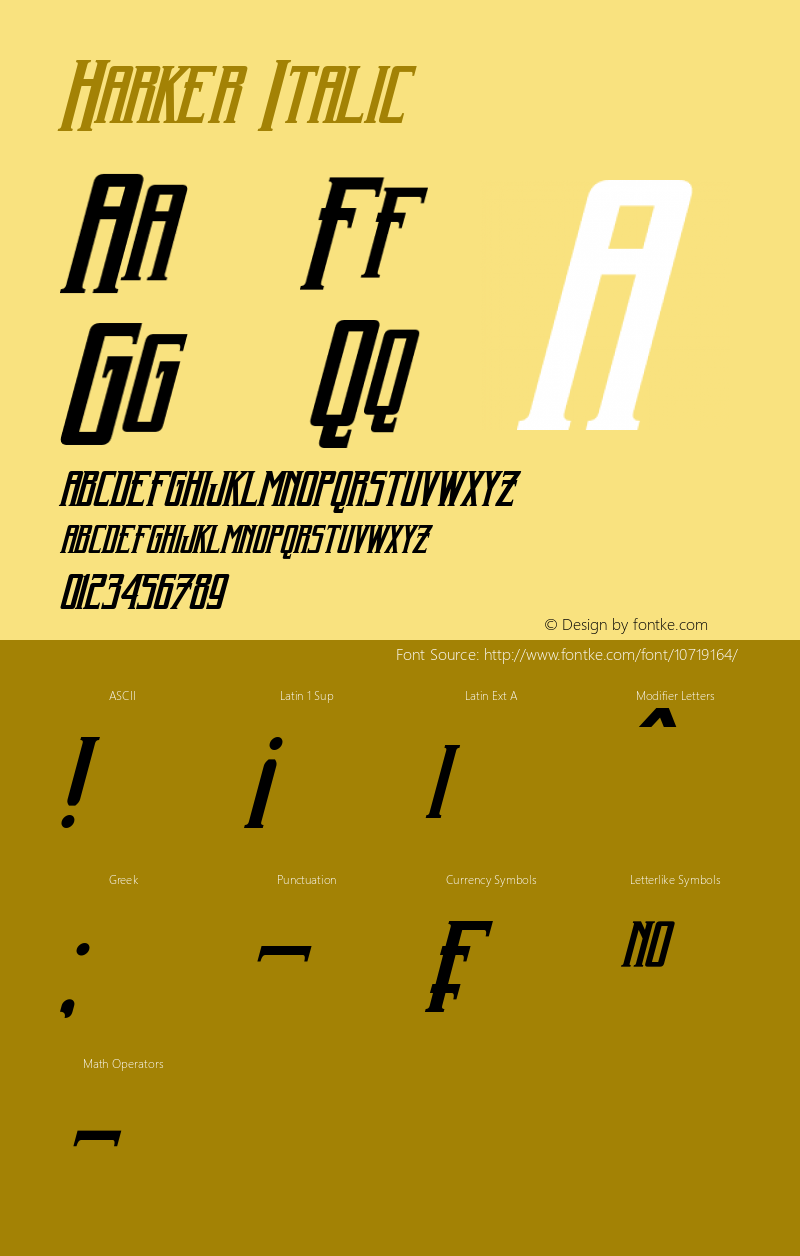 Harker Italic Version 1.10 May 22, 2015 Font Sample