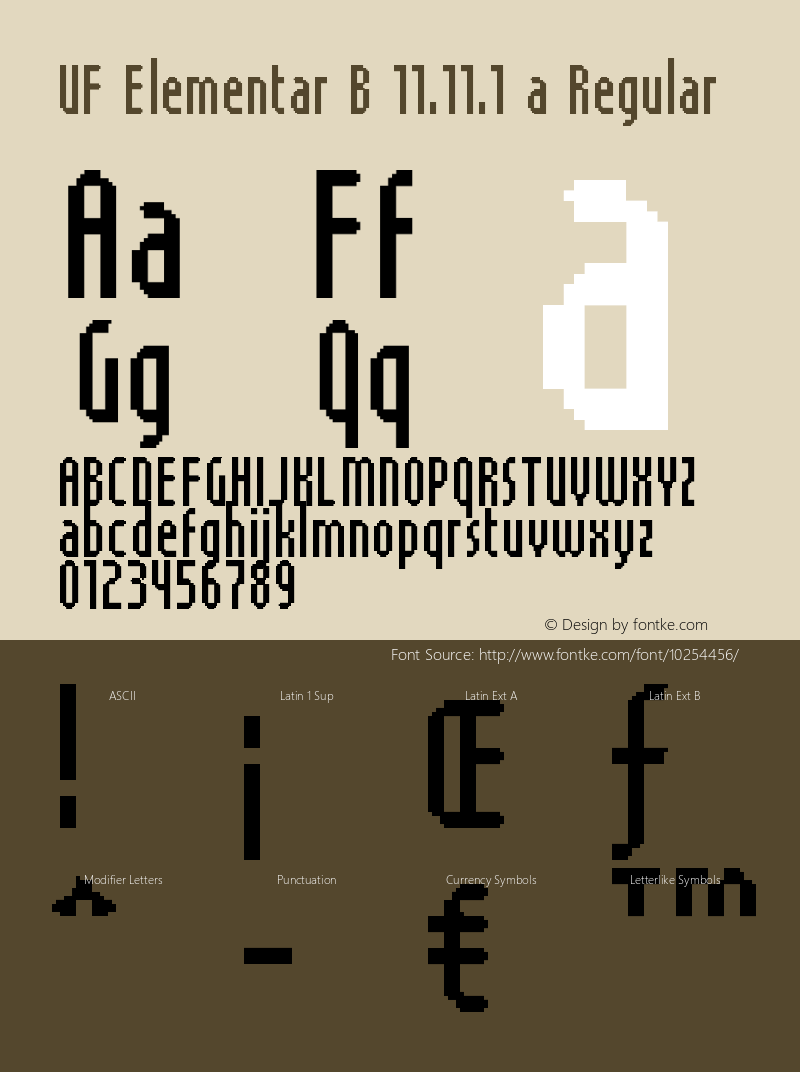 UF Elementar B 11.11.1 a Regular Version 1.01 Font Sample