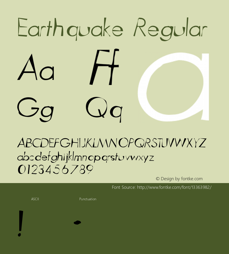 Earthquake Regular Version 001.000 Font Sample