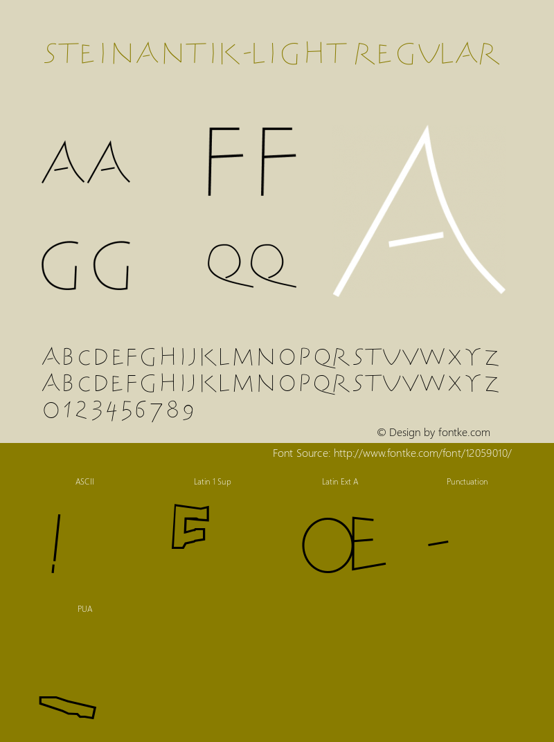 SteinAntik-Light Regular 1.0 2003-10-11 Font Sample