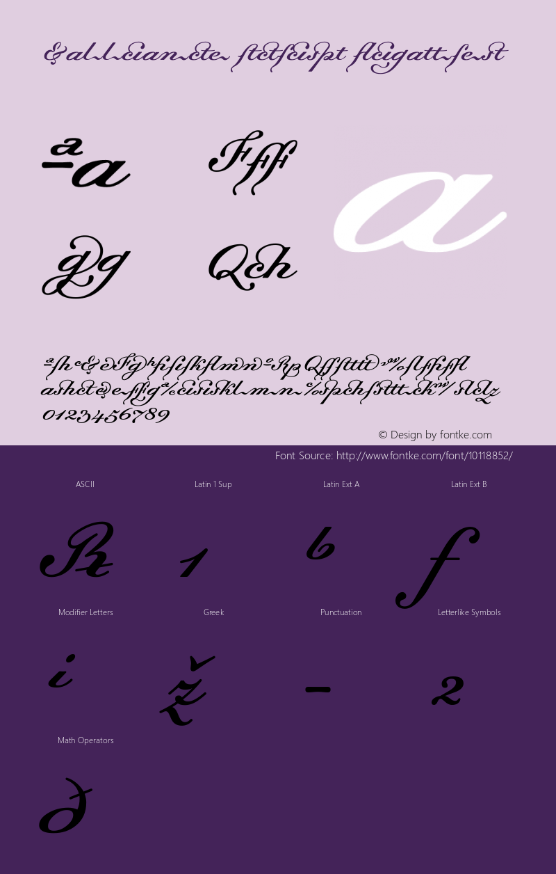 Dalliance Script Ligatures Macromedia Fontographer 4.1 14.02.02 Font Sample