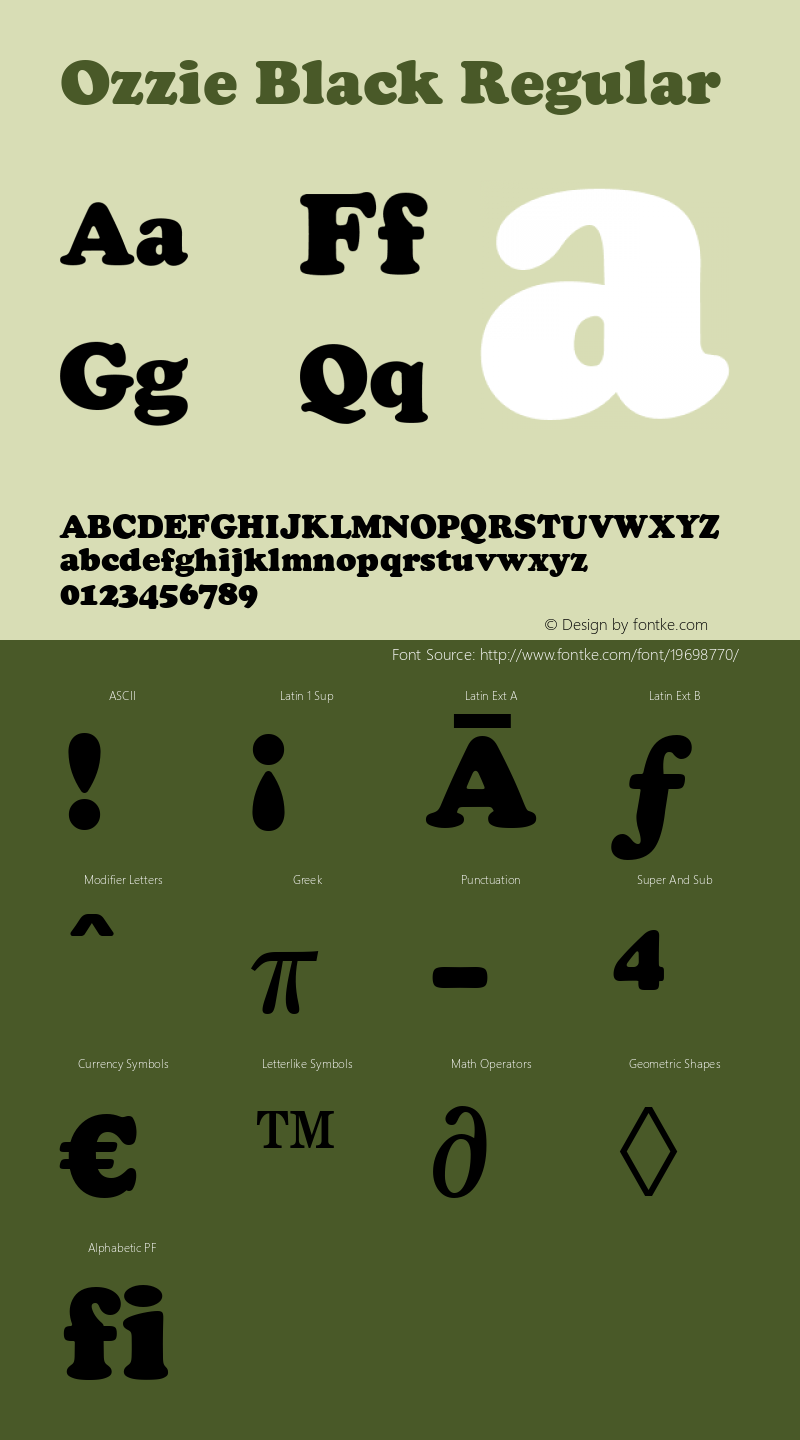 Ozzie Black Version 1.3 (Hewlett-Packard) Font Sample