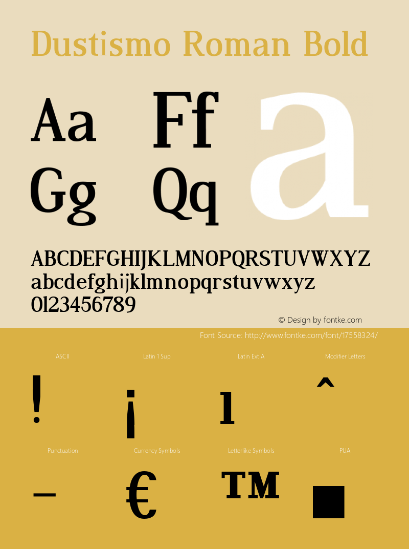 Dustismo Roman Bold Version 2.00 2003 initial release Font Sample