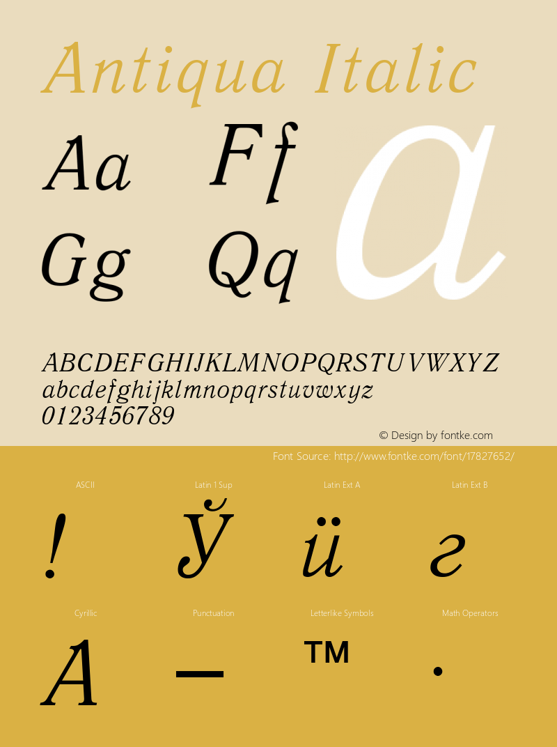 Antiqua Italic Converted from t:\ANT46___.TF1 by ALLTYPE Font Sample