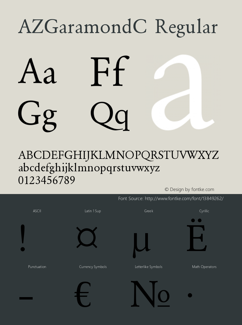 AZGaramondC Regular OTF 1.0;PS 001.010;Core 116;AOCW 1.0 161 Font Sample