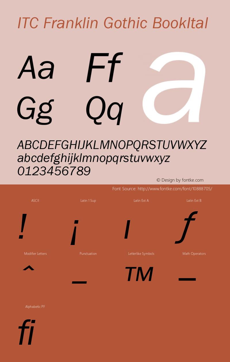 ITC Franklin Gothic BookItal Version 001.000 Font Sample