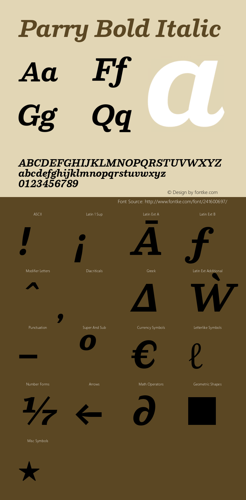 Parry Bold Italic Version 2.001图片样张