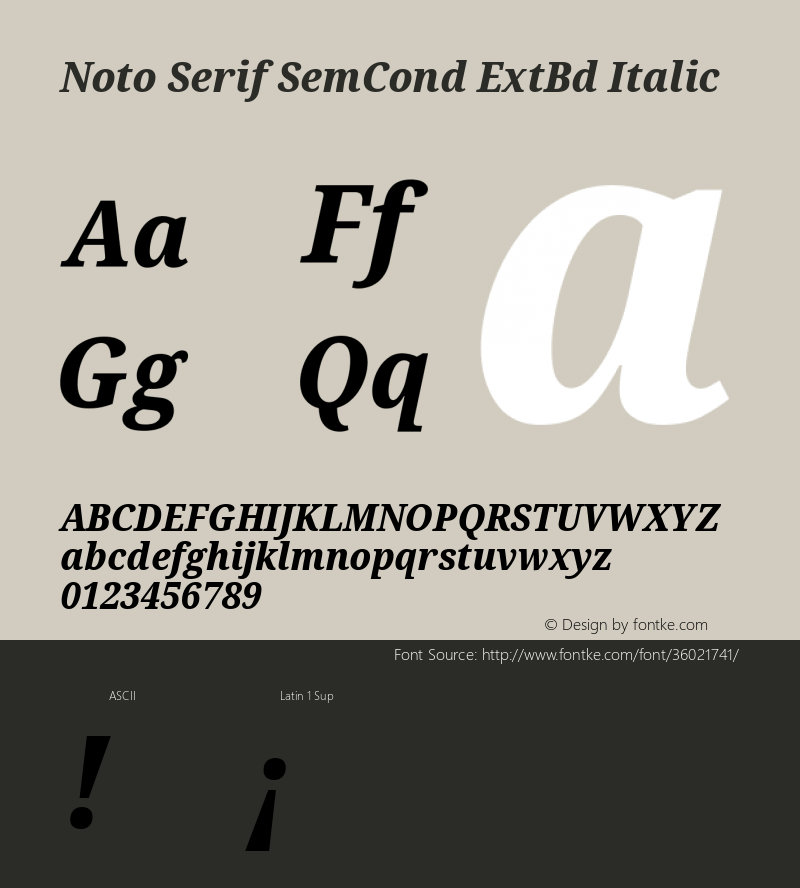 Noto Serif SemiCondensed ExtraBold Italic Version 2.000;GOOG;noto-source:20170915:90ef993387c0 Font Sample