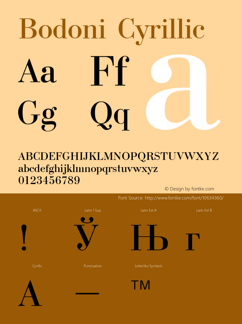 Bodoni Cyrillic 001.000 Font Sample