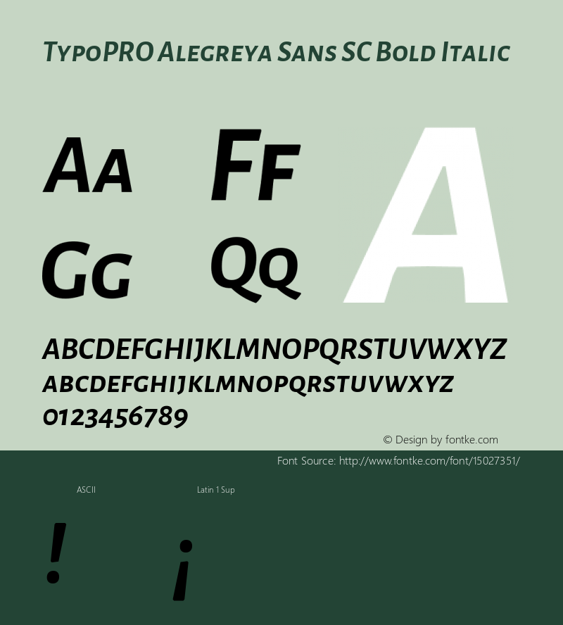 TypoPRO Alegreya Sans SC Bold Italic Version 1.000;PS 001.000;hotconv 1.0.70;makeotf.lib2.5.58329 DEVELOPMENT Font Sample