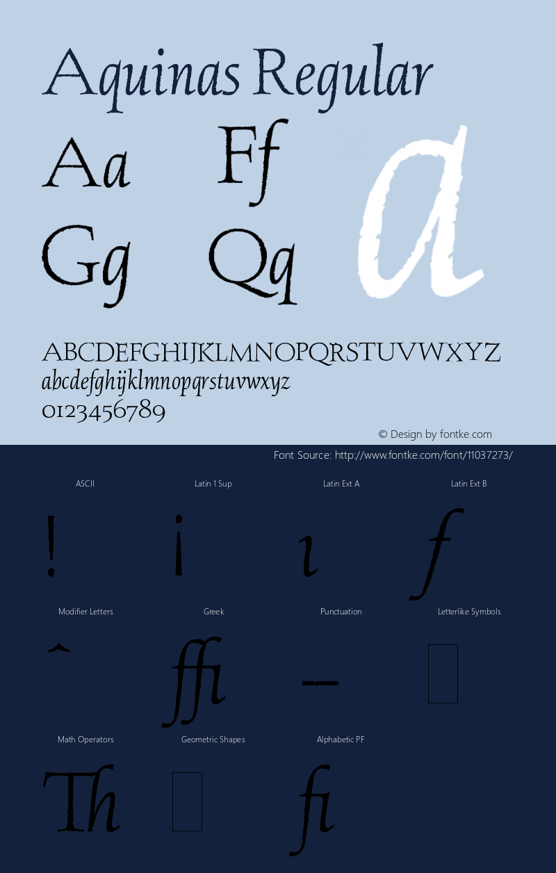 Aquinas Regular Version 1.0 Font Sample