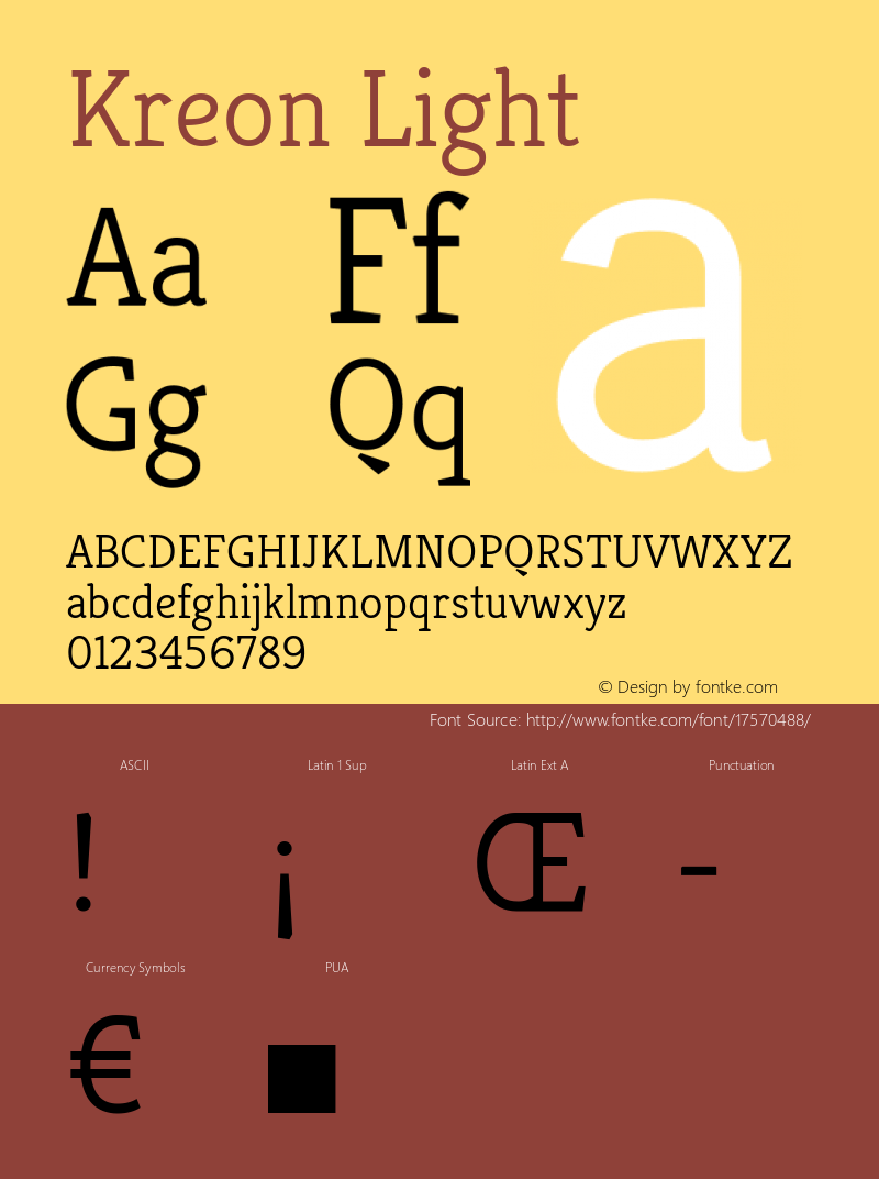 Kreon Light Version 1.001 Font Sample