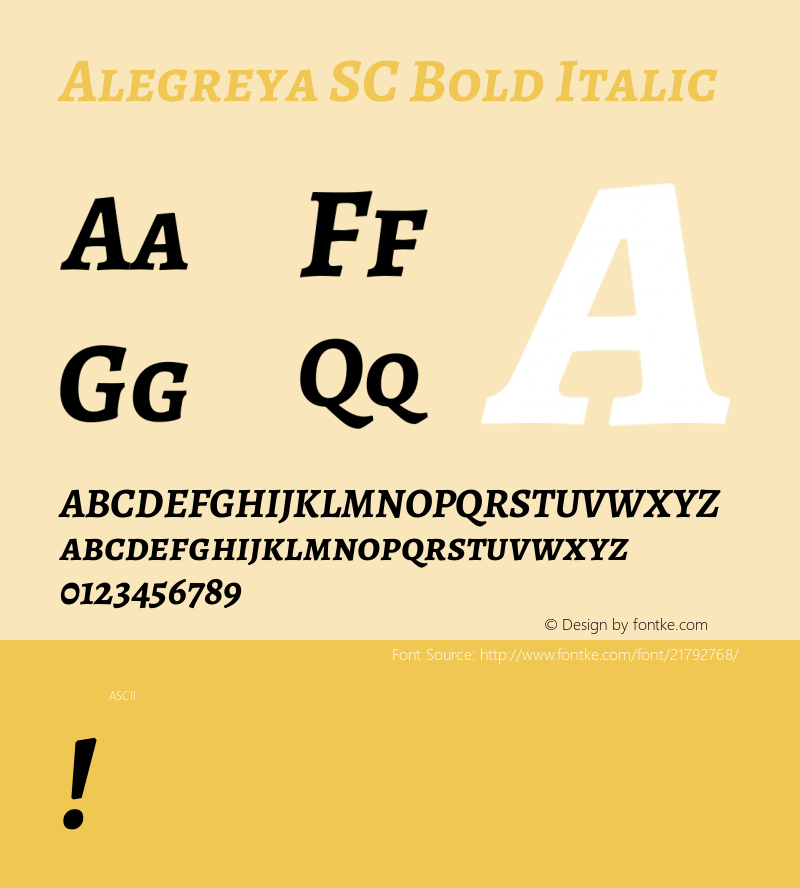 Alegreya SC Bold Italic  Font Sample