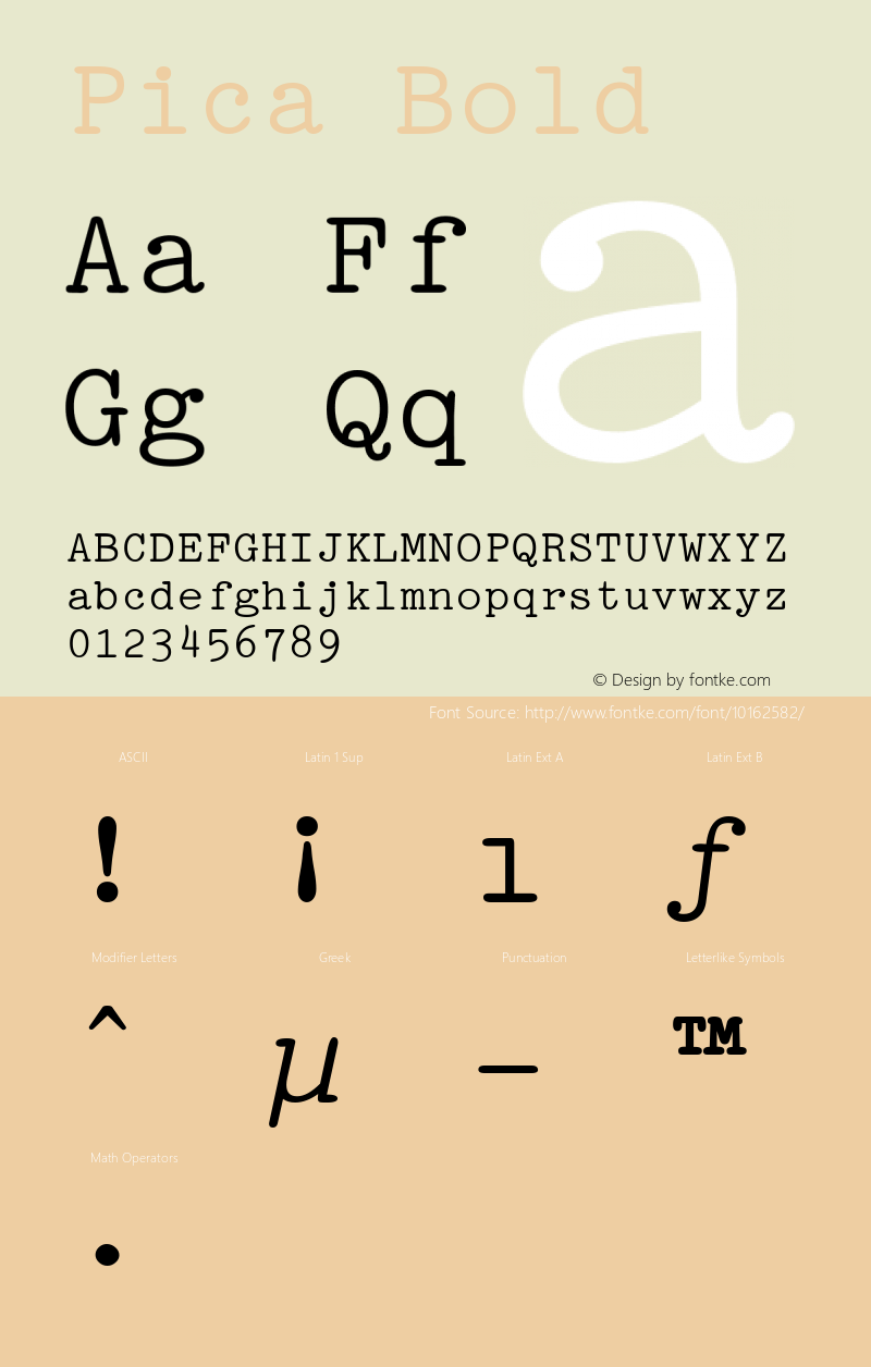 Pica Bold Rev. 003.000 Font Sample