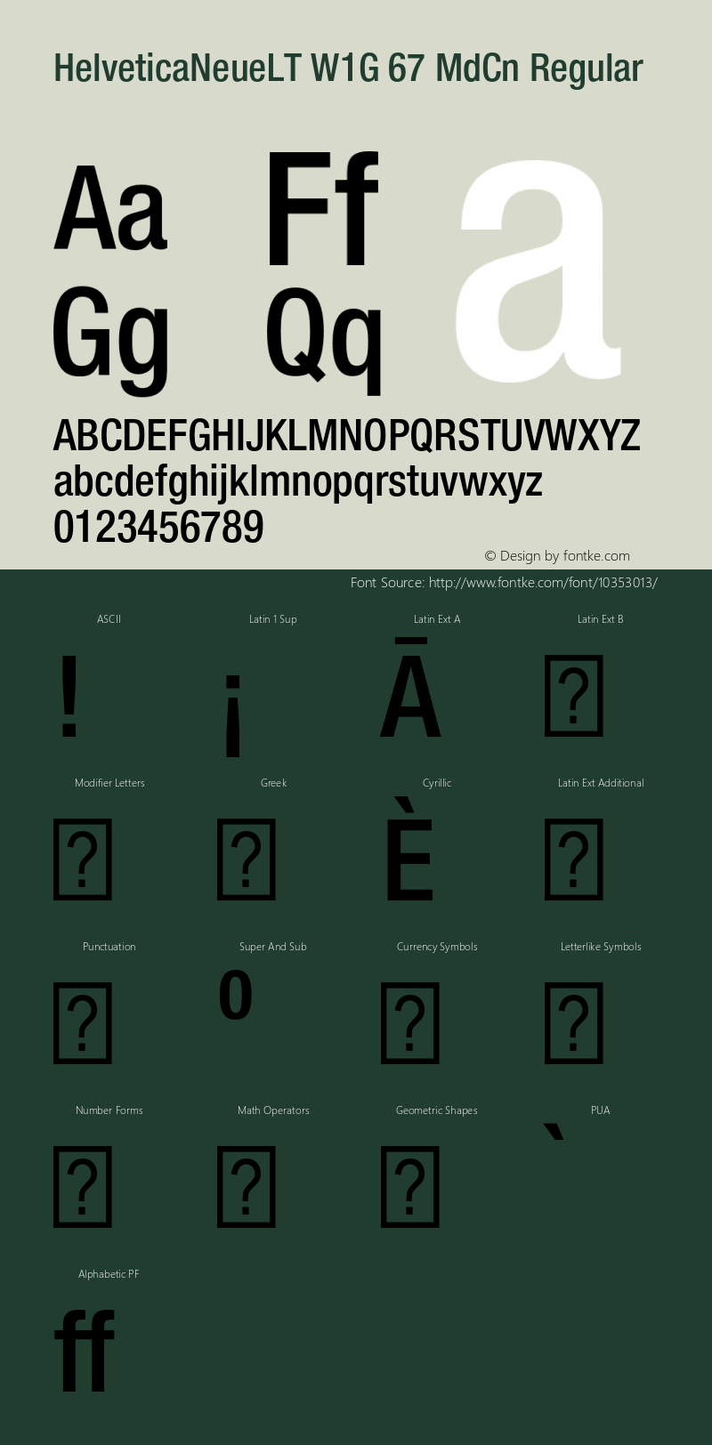 HelveticaNeueLT W1G 67 MdCn Regular Version 1.100;PS 001.001;hotconv 1.0.38 Font Sample