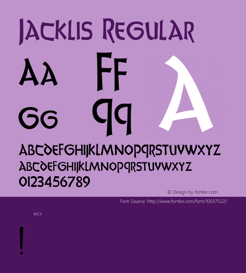 Jacklis Regular -------------- d:\aff10\Jacklis.FF1 ---------- Font Sample
