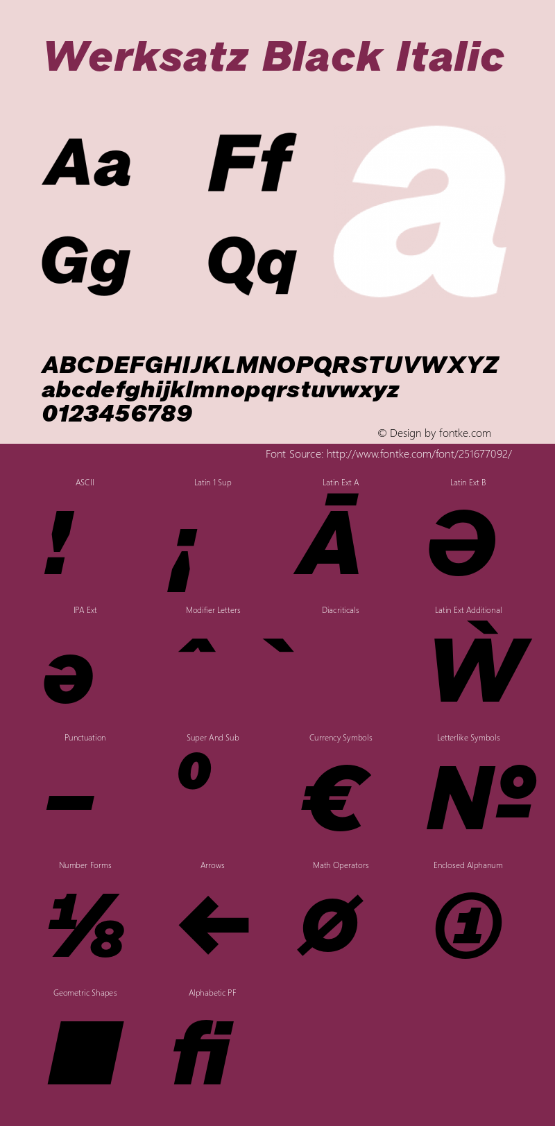 Werksatz Black Italic Version 1.000;hotconv 1.0.109;makeotfexe 2.5.65596图片样张