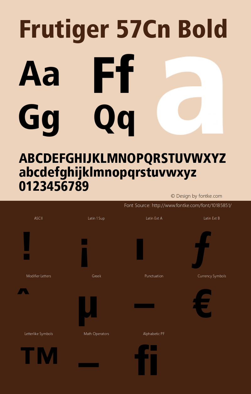 Frutiger 57Cn Bold OTF 1.0;PS 001.000;Core 1.0.22 Font Sample