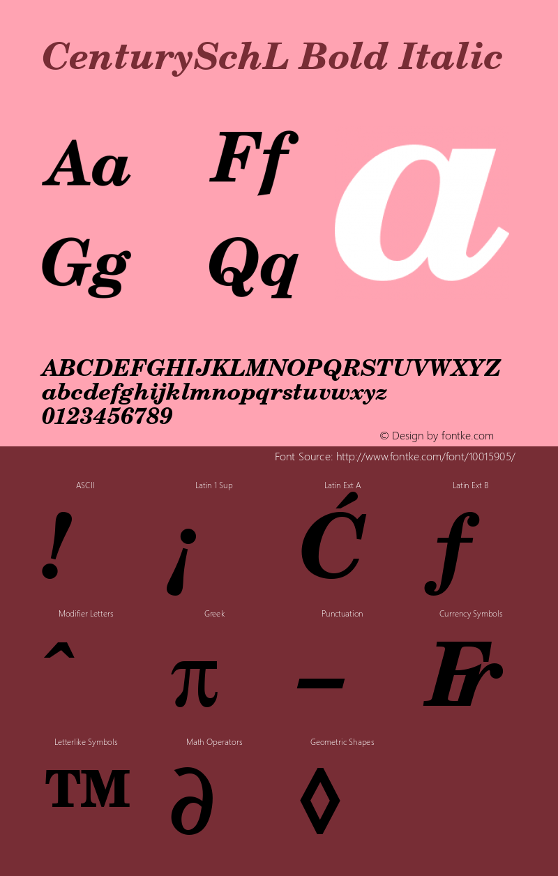 CenturySchL Bold Italic Version 001.005 Font Sample