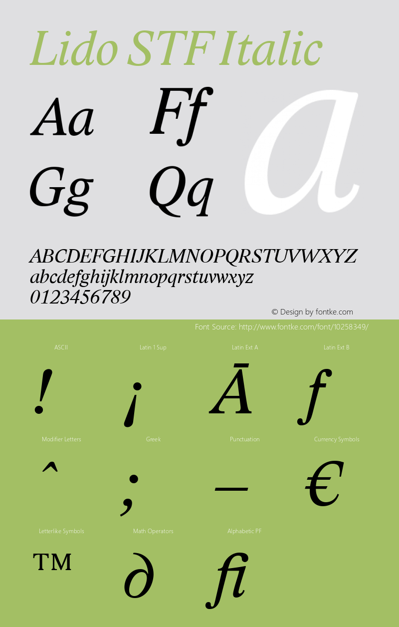 Lido STF Italic 001.000 Font Sample