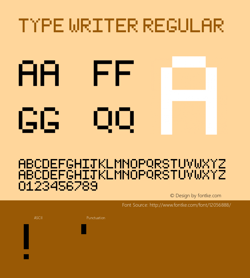 Type Writer Regular Version 1.0 Font Sample