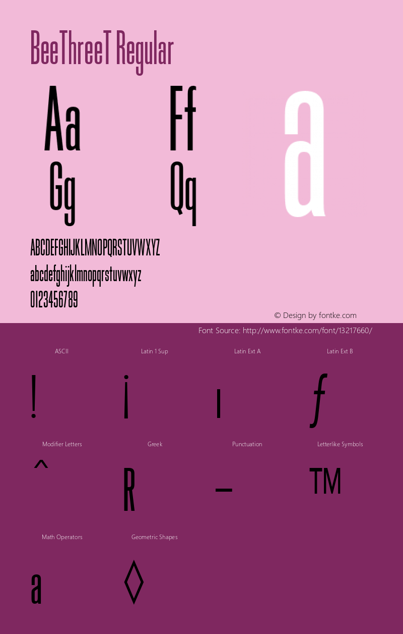 BeeThreeT Regular Version 1.05 Font Sample