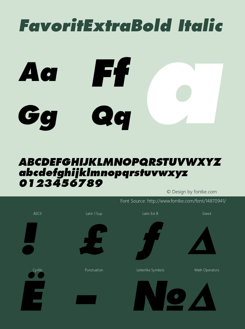 FavoritExtraBold Italic Version 001.000 Font Sample