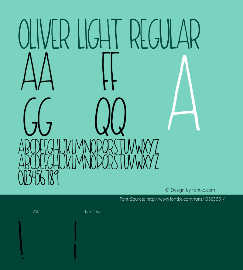 Oliver Light Regular Version 1.00 2014 Font Sample