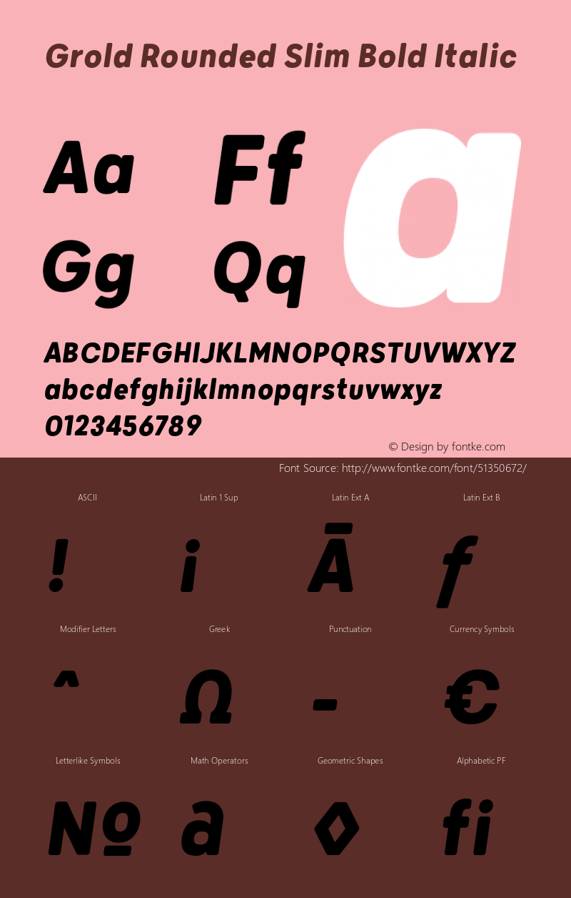 GroldRoundedSlim-BoldItalic Version 1.000 Font Sample