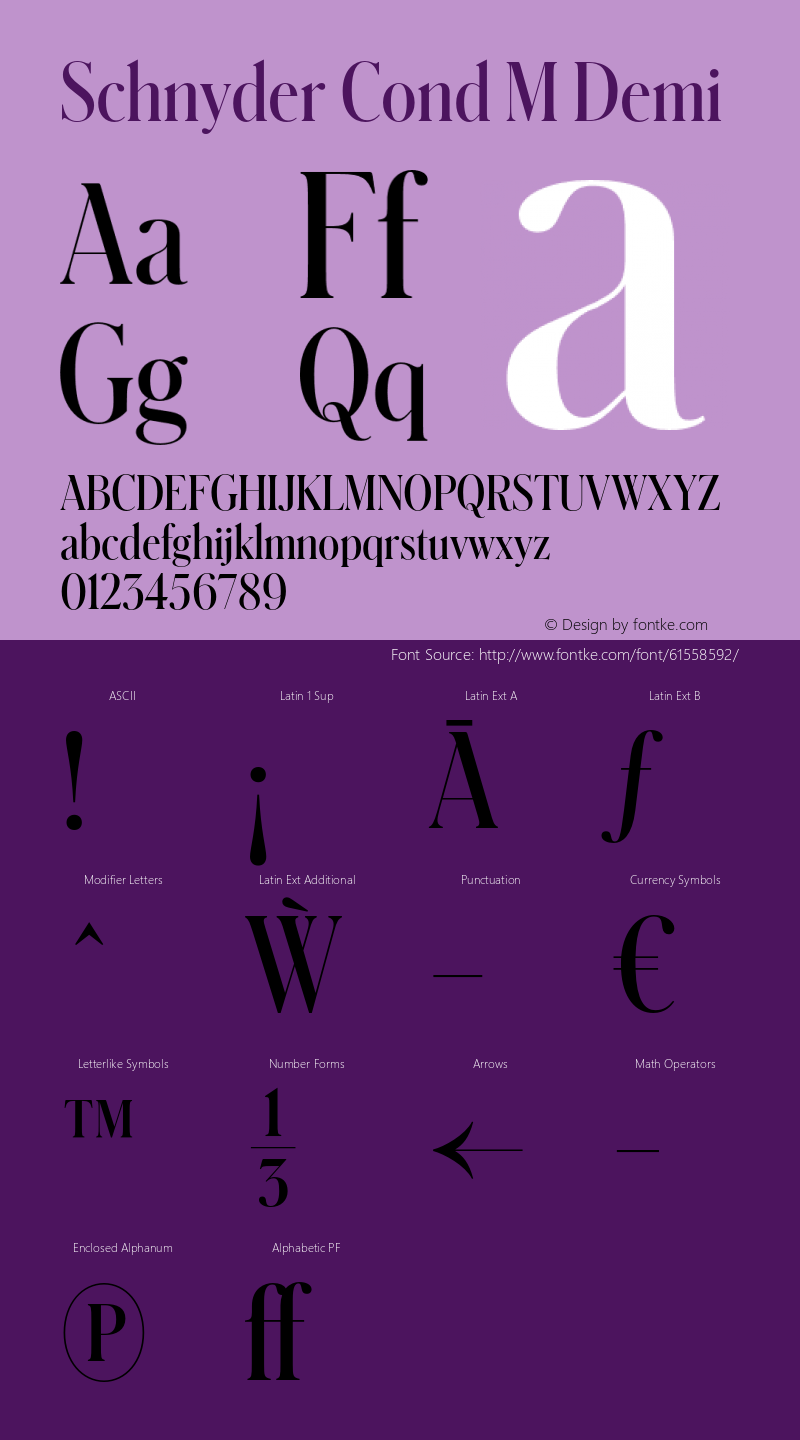 SchnyderCondM-Demi Version 1.001 Font Sample