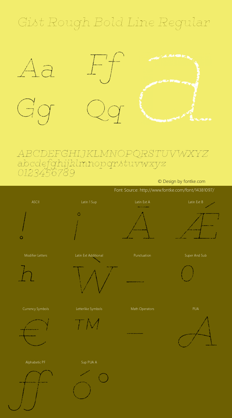Gist Rough Bold Line Regular Version 1.000 2014 initial release Font Sample