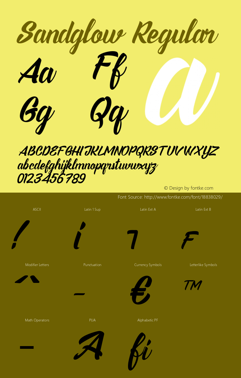 Sandglow Regular Version 1.000 Font Sample