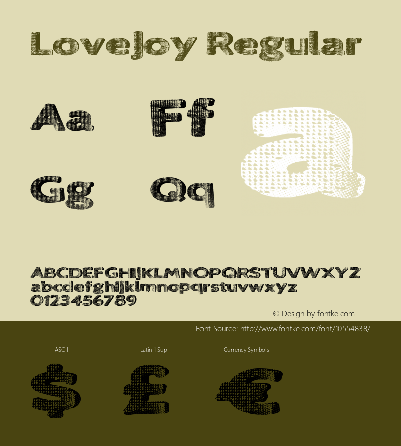 LoveJoy Regular Version 1.00 May 5, 2014, initial release Font Sample