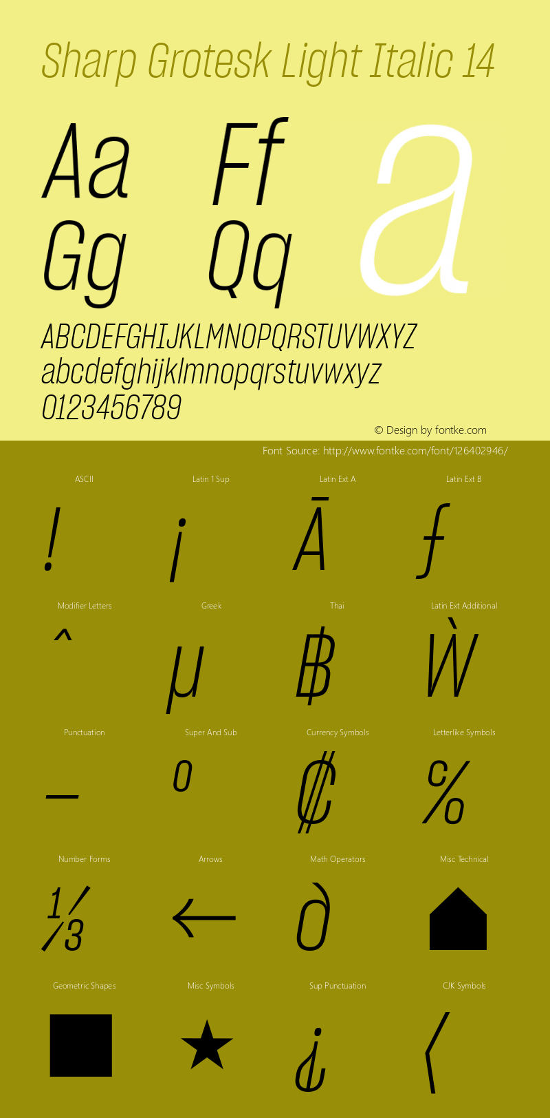 Sharp Grotesk Light Italic 14 Version 1.003 Font Sample