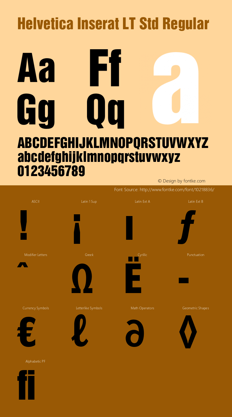 Helvetica Inserat LT Std Regular Version 2.025;PS 002.000;hotconv 1.0.51;makeotf.lib2.0.18671 Font Sample