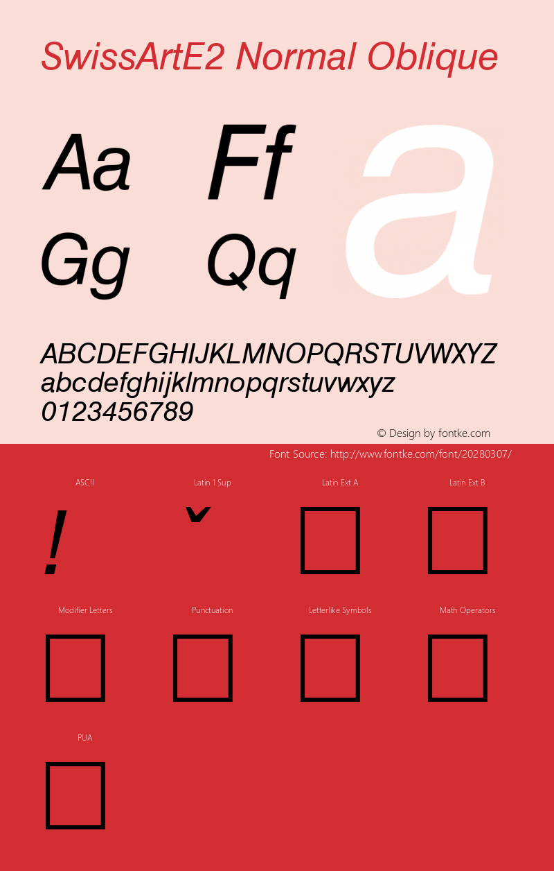 SwissArtE2 Normal Oblique 1.0 Sat Jan 14 16:59:39 1995 Font Sample