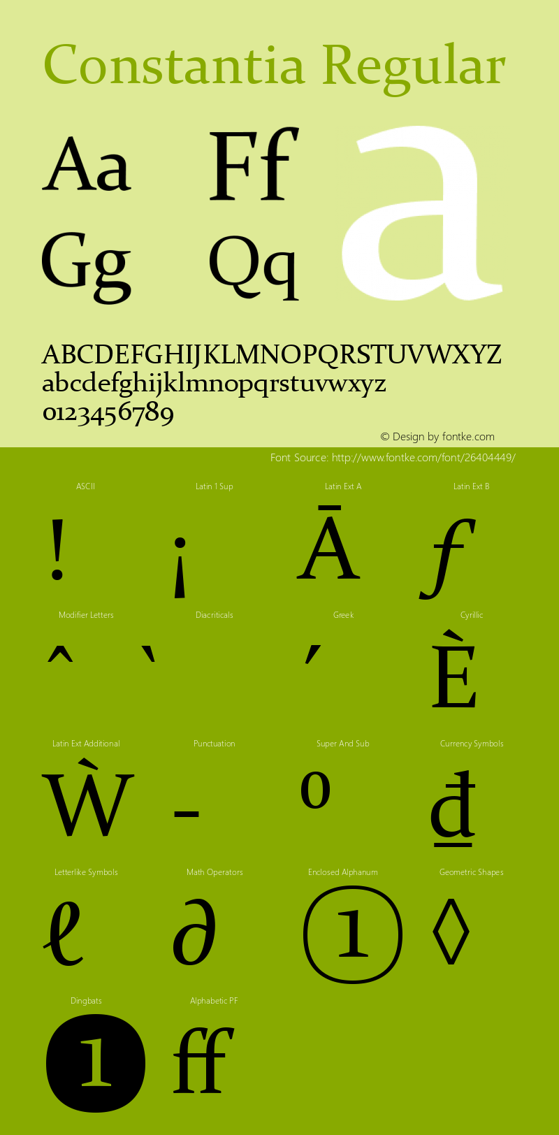 Constantia Version 5.90 Font Sample