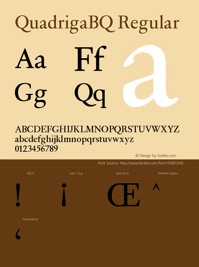 QuadrigaBQ Regular Version 001.001 Font Sample