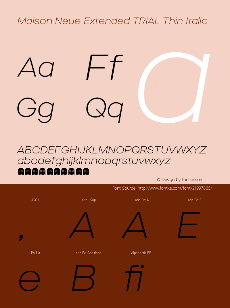 Maison Neue Extended TRIAL Thin Italic Version 3.001 Font Sample