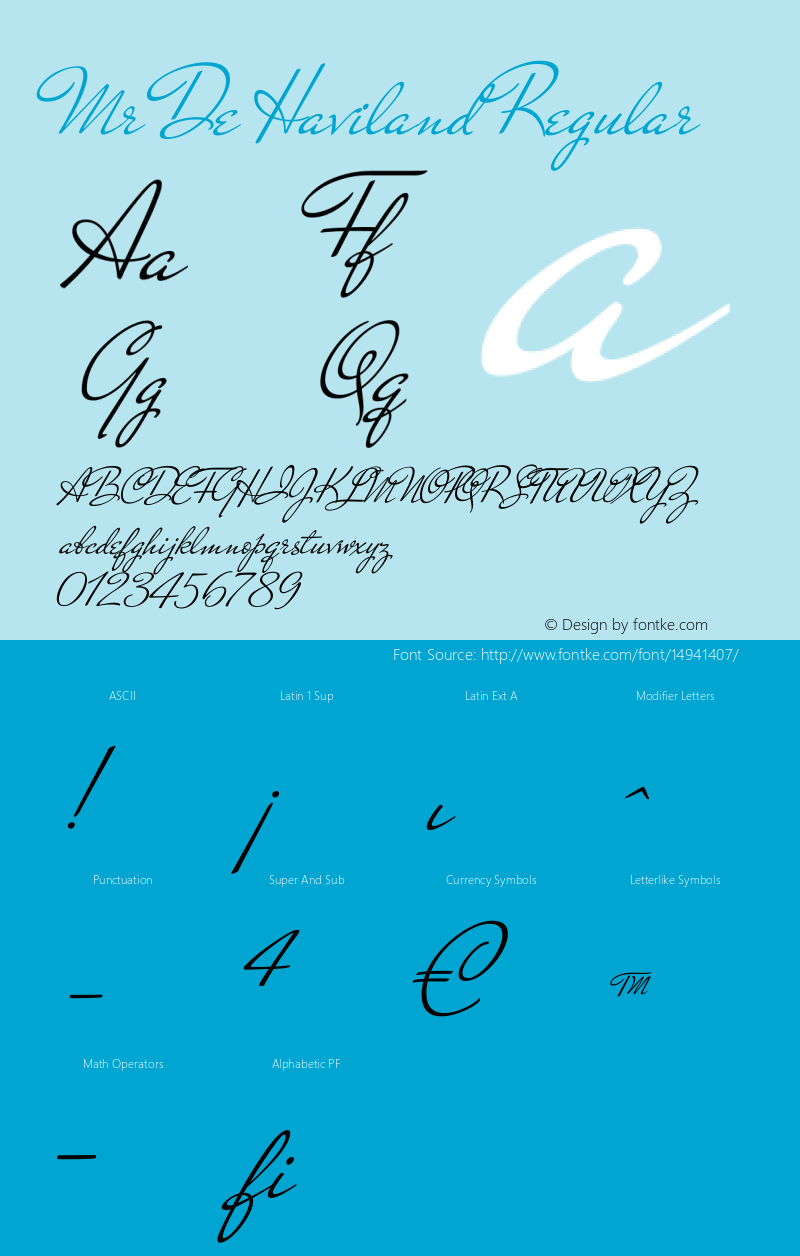 Mr De Haviland Regular Version 1.000 Font Sample